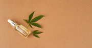 Flacon d’huile de CBD et feuille de chanvre